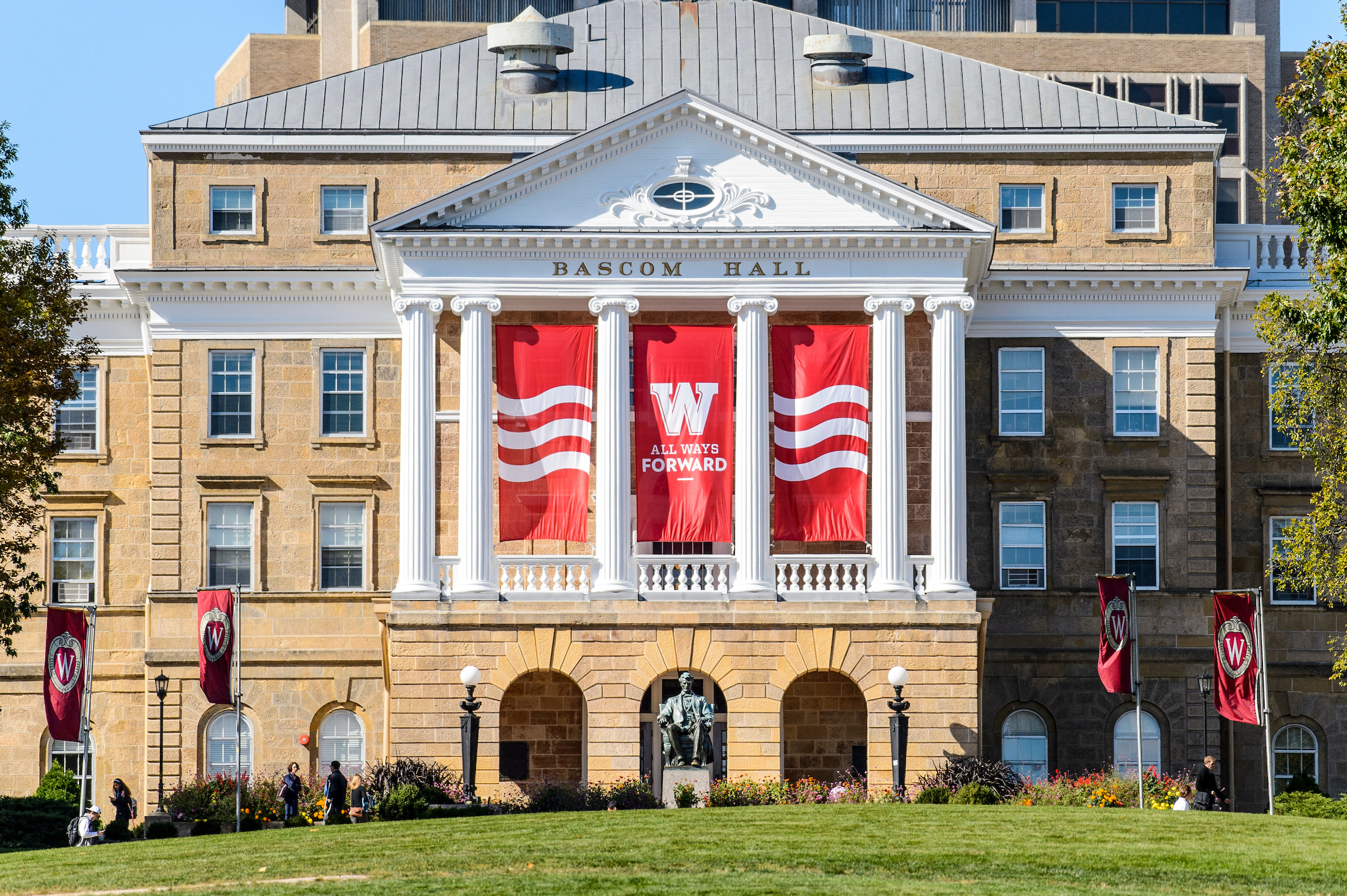 A picture of the front of Bascom Hall.